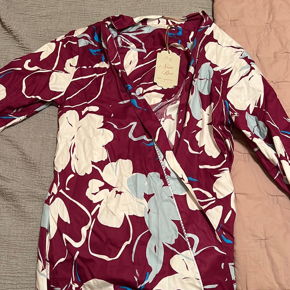 Nora Rose Long Robe - Magenta Floral
